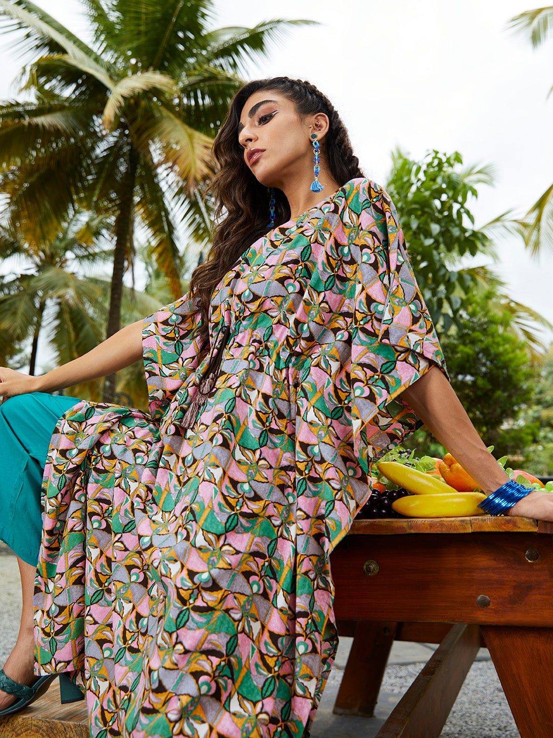 Sangria Gorgeous Green Cotton Kaftan Kurta - Distacart