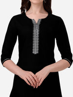 Thumbnail for HERE&NOW Notch Neck Thread Work Straight Kurta - Distacart