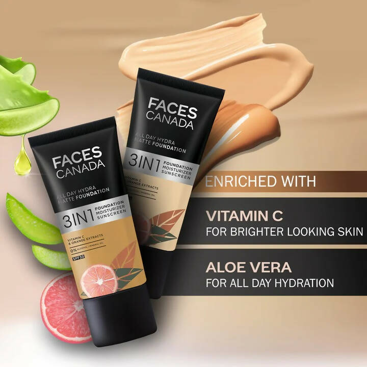Faces Canada All Day Hydra Matte Foundation-Golden Beige 032 - Distacart