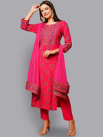 Thumbnail for Kalini Ethnic Motifs Printed Regular Gotta Patti Kurta with Trousers & Dupatta - Distacart