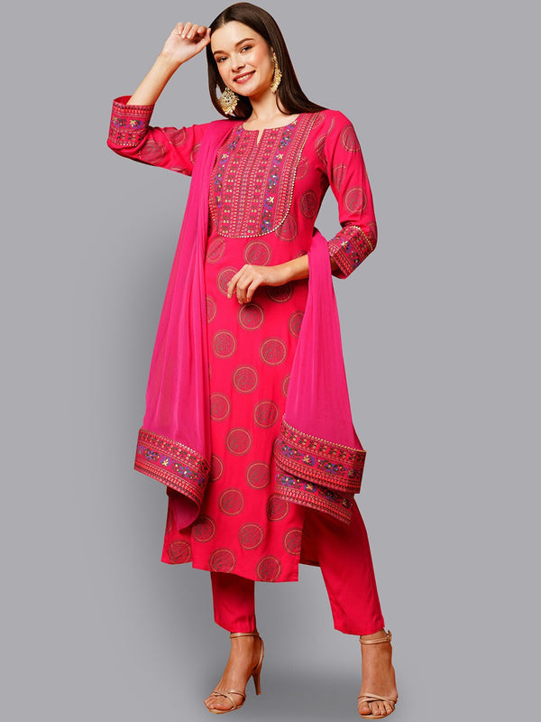 Kalini Ethnic Motifs Printed Regular Gotta Patti Kurta with Trousers & Dupatta - Distacart