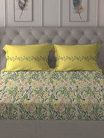 Thumbnail for MYTRIDENT Beige White Floral Pure Cotton 144 TC Queen Bedsheet With 2 Pillow Covers - Distacart