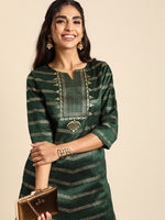 Thumbnail for Sangria Women Green & Gold- Toned Ethnic Motifs Printed Kurta with Salwar - Distacart