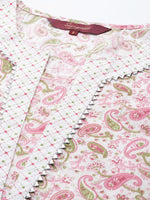 Thumbnail for Sangria Women Paisley Printed Gotta Patti Kurta With Trousers - Distacart