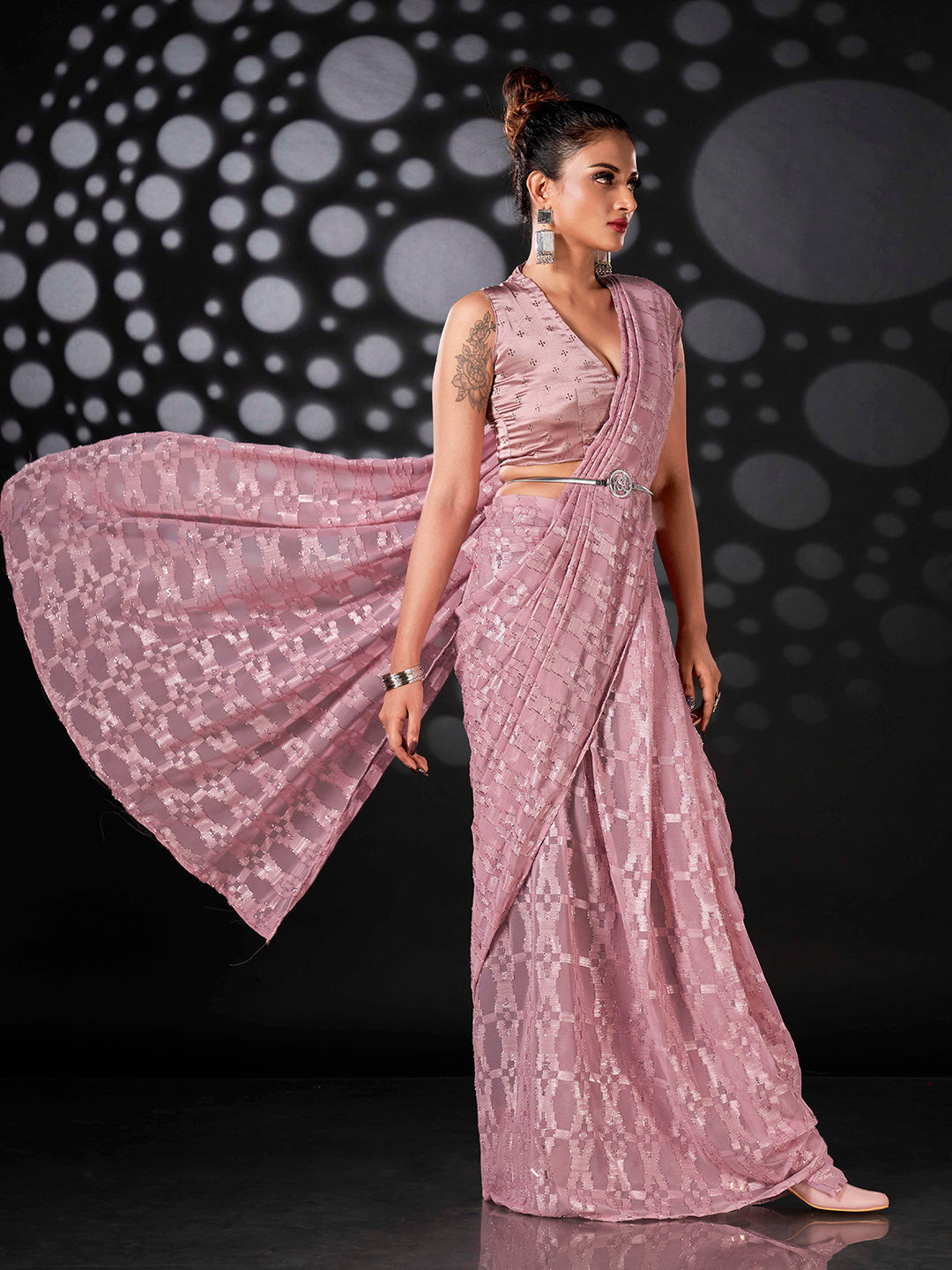 Tikhi Imli Ethnic Motifs Woven Design Ready to Wear Saree - Distacart