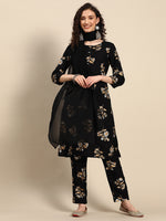 Thumbnail for Sangria Floral Printed Regular Kurta With Trousers & Dupatta - Distacart