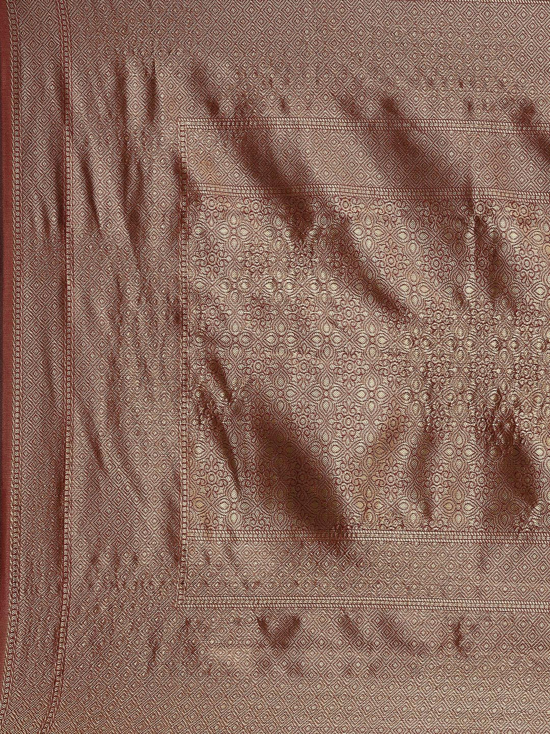 Kalini Maroon & Golden Ethnic Motifs Woven Design Banarasi Saree - Distacart
