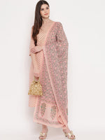 Thumbnail for Kalini Women Peach-Coloured Ethnic Motifs Printed Panelled Gotta Patti Pure Cotton Kurta with Trousers & - Distacart