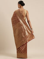 Thumbnail for Kalini Maroon & Golden Ethnic Motifs Woven Design Banarasi Saree - Distacart