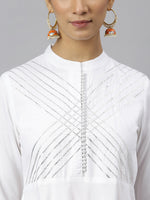 Thumbnail for Khushal K Women White Regular Gotta Patti Kurta with Palazzos & With Dupatta - Distacart