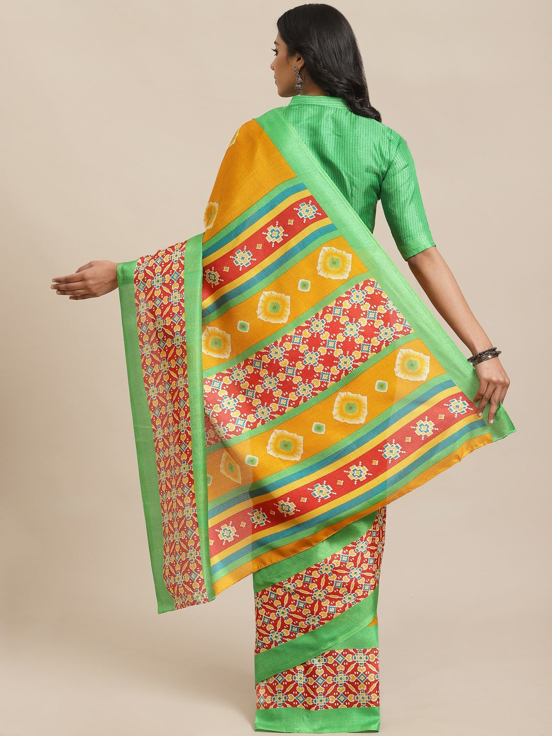 Saree Mall Mustard Yellow Dyed Saree - Distacart