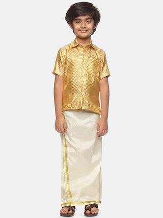 Sethukrishna Boys Gold-Toned Shirt with Dhoti - Distacart
