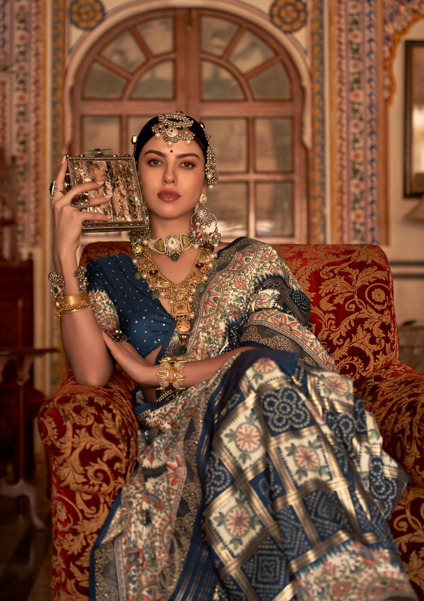 Navy Blue P V Silk Digital Print, Zari Work Printed Saree - Rewaa Parampara - Distacart