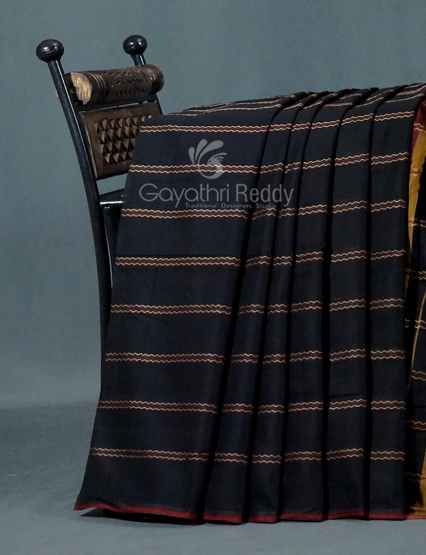 Kalanetha Black Coloured Pure Narayanpet Cotton Saree By Gayathri Reddy Designer Studio - Distacart