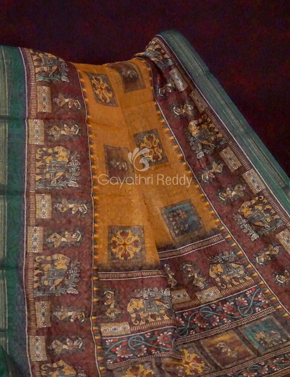Orange Colour With Print Design Semi Chanderi Saree By Gayathri Reddy Designer Studio - Distacart