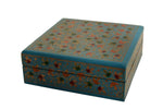 Thumbnail for Nizalia Chinar Leaf Embossed Blue Paper Mache Square Coasters