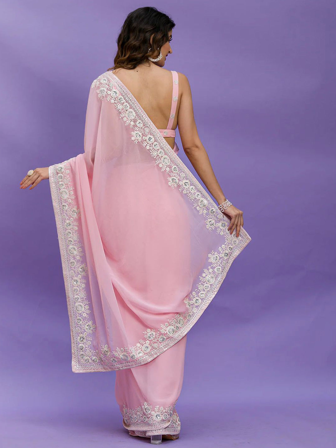 Kalini Sequinned Pure Georgette Saree - Distacart