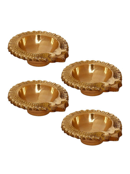 eCraftIndia Set of 4 Handcrafted Brass Diyas - Distacart