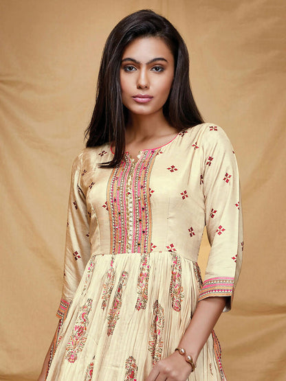 Designer casual Offwhite Dola Silk Gown - Anbazaar - Distacart
