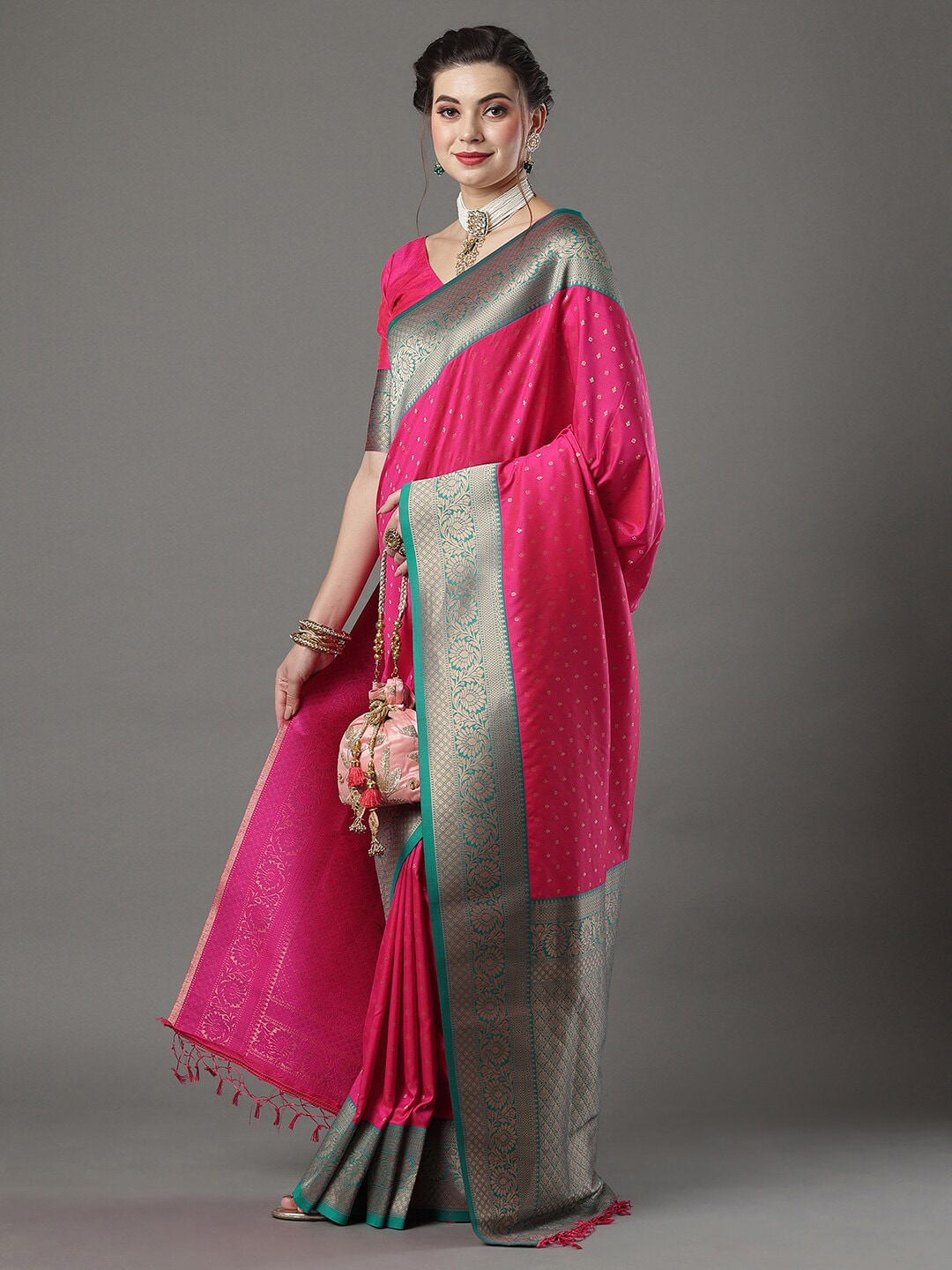 Mitera Floral Woven Design Zari Banarasi Saree - Distacart