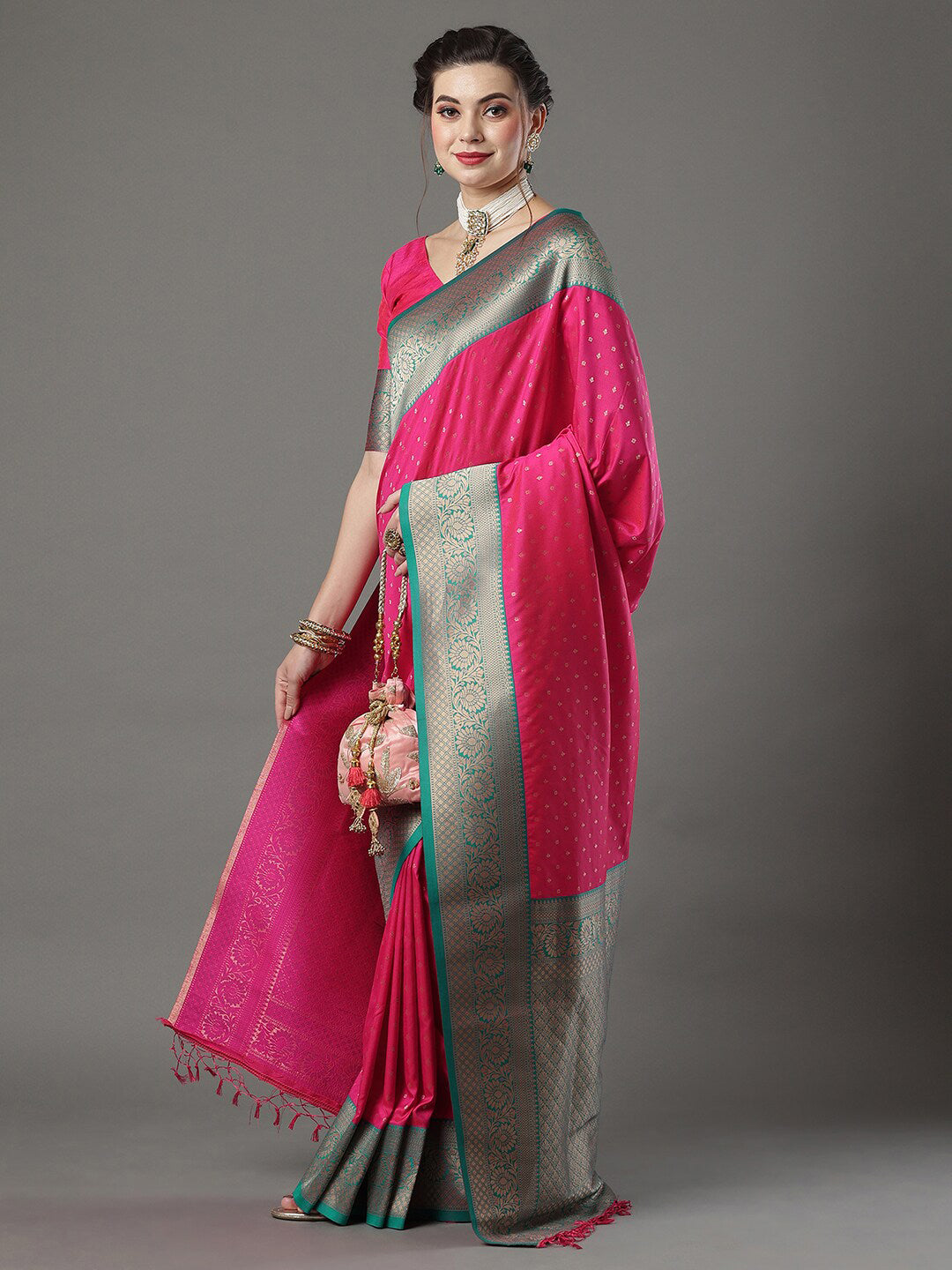 Mitera Floral Woven Design Zari Banarasi Saree - Distacart