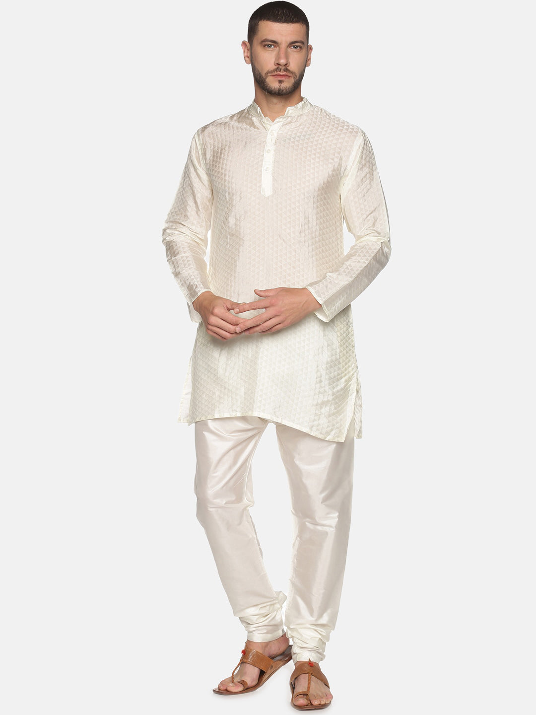 Sethukrishna Men Off-White Kurta with Pyjamas - Distacart