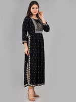 Thumbnail for Kalini Women Black Ethnic Motifs Printed Anarkali Kurta - Distacart