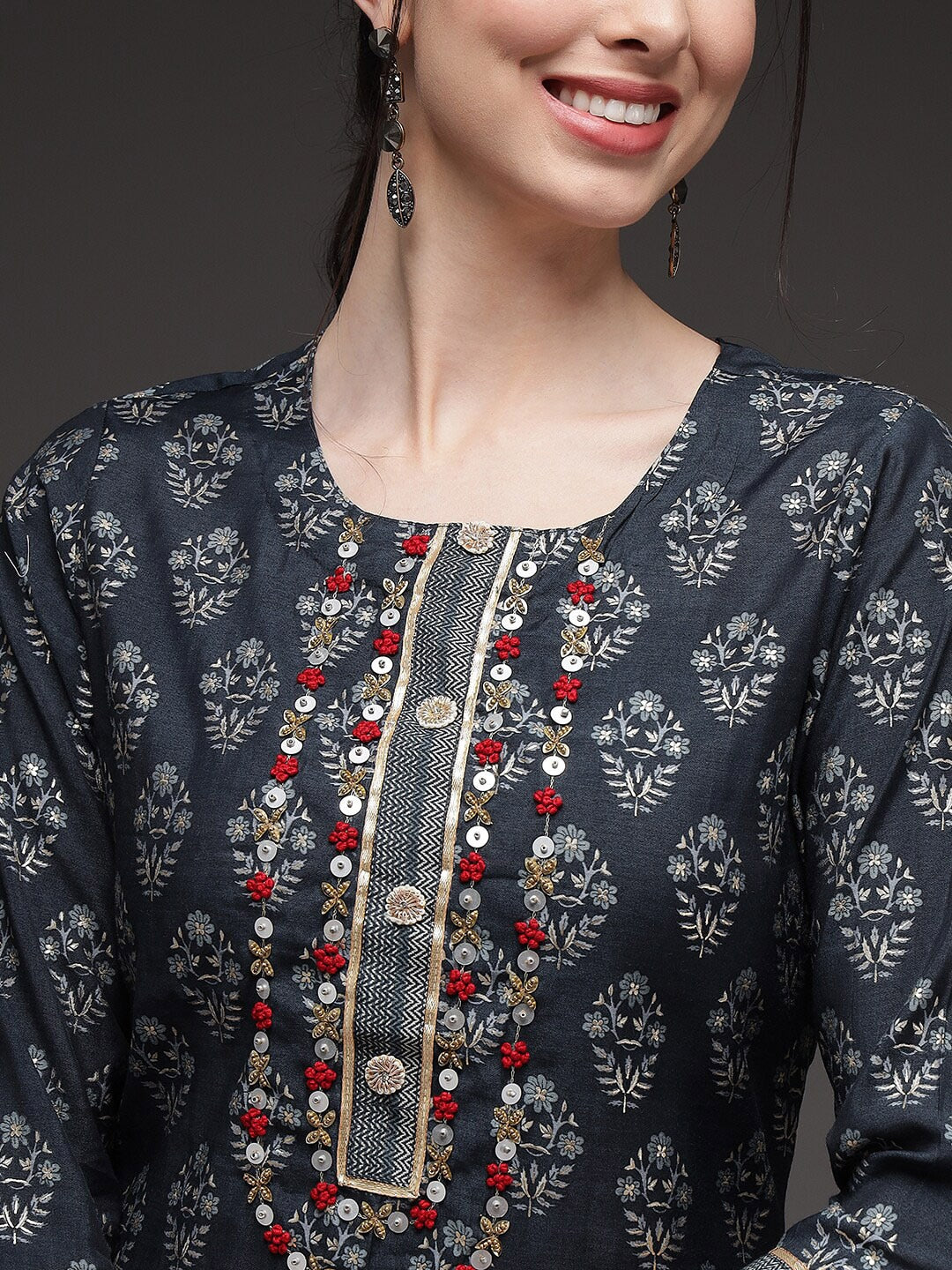 Kalini Women Floral Printed Kurta With Palazzos & Dupatta - Distacart