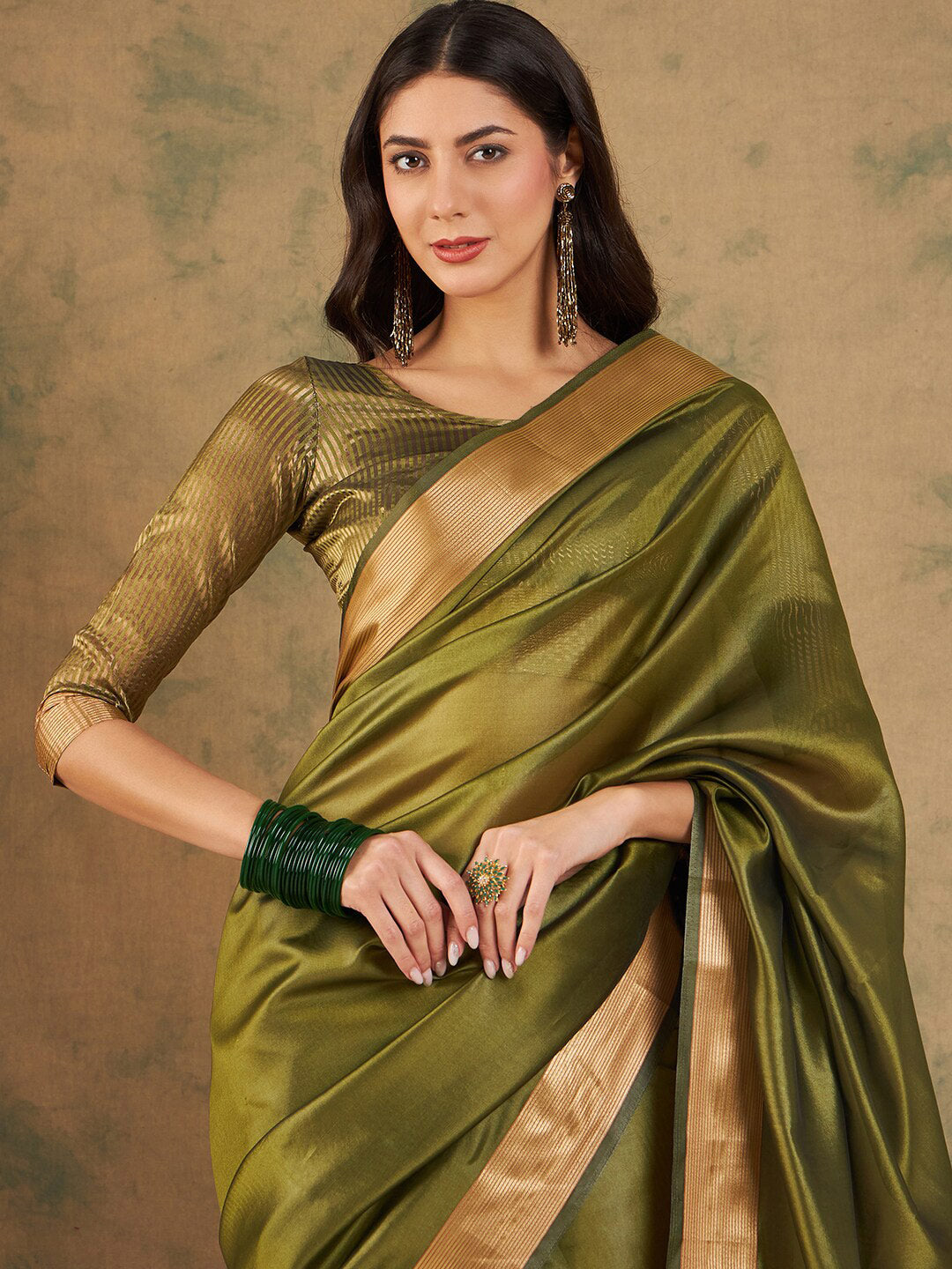 Sangria Woven Design Organza Sarees - Distacart