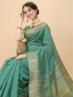 Thumbnail for Kalini Rama Woven Design Embellished Zari Silk Blend Banarasi Saree - Distacart