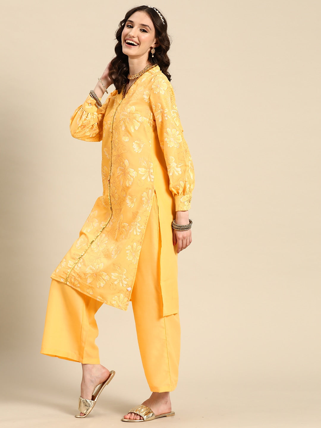 Sangria Women Ethnic Motifs Printed Kurta with Palazzos - Distacart