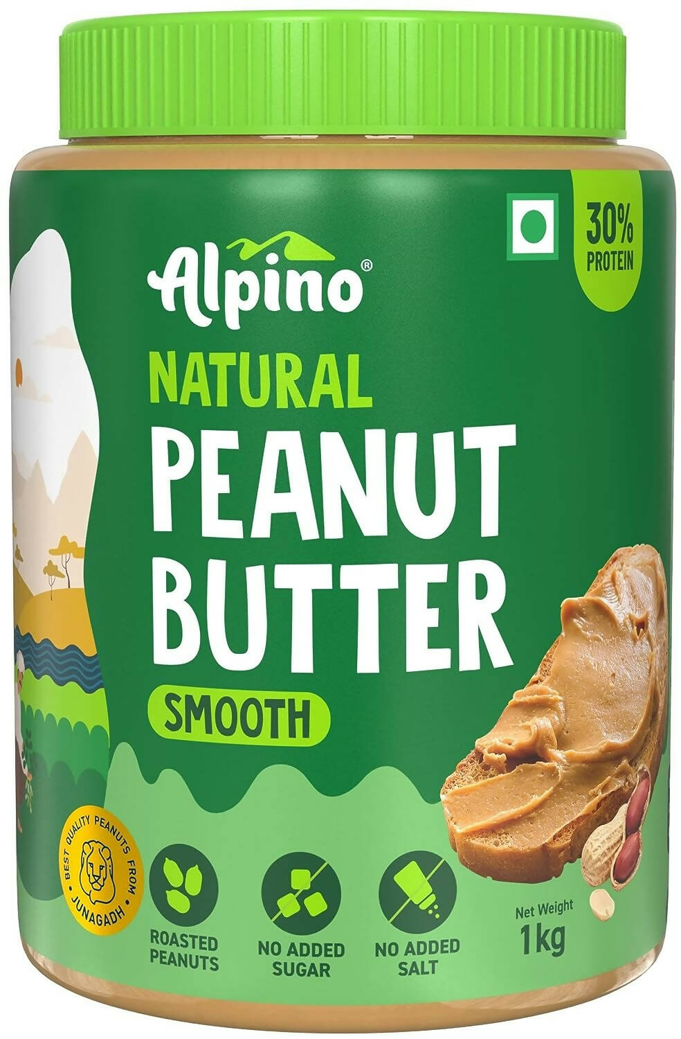 Alpino Natural Peanut Butter Smooth Unsweetened - Distacart