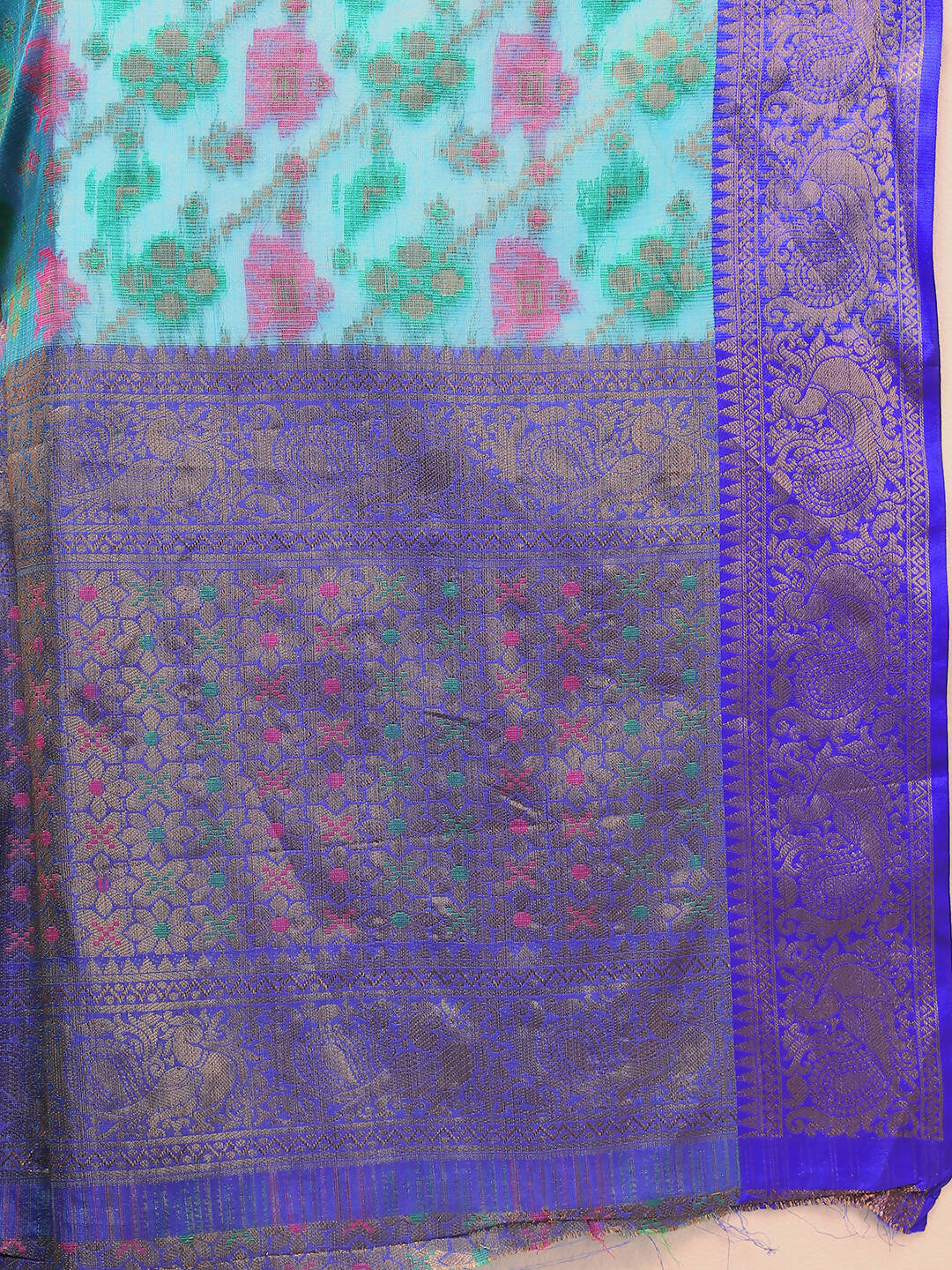 Lorenvalley Fashion Skyblue Cotton Woven Design Zari Meenakari Weaving Saree - Distacart