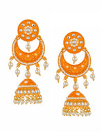 Thumbnail for Shoshaa Orange Dome Shaped Jhumkas Earrings - Distacart