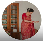 Thumbnail for DEIANA'S Beautiful Golden Jari with New Design Soft Lichi Silk Saree - Red - Distacart