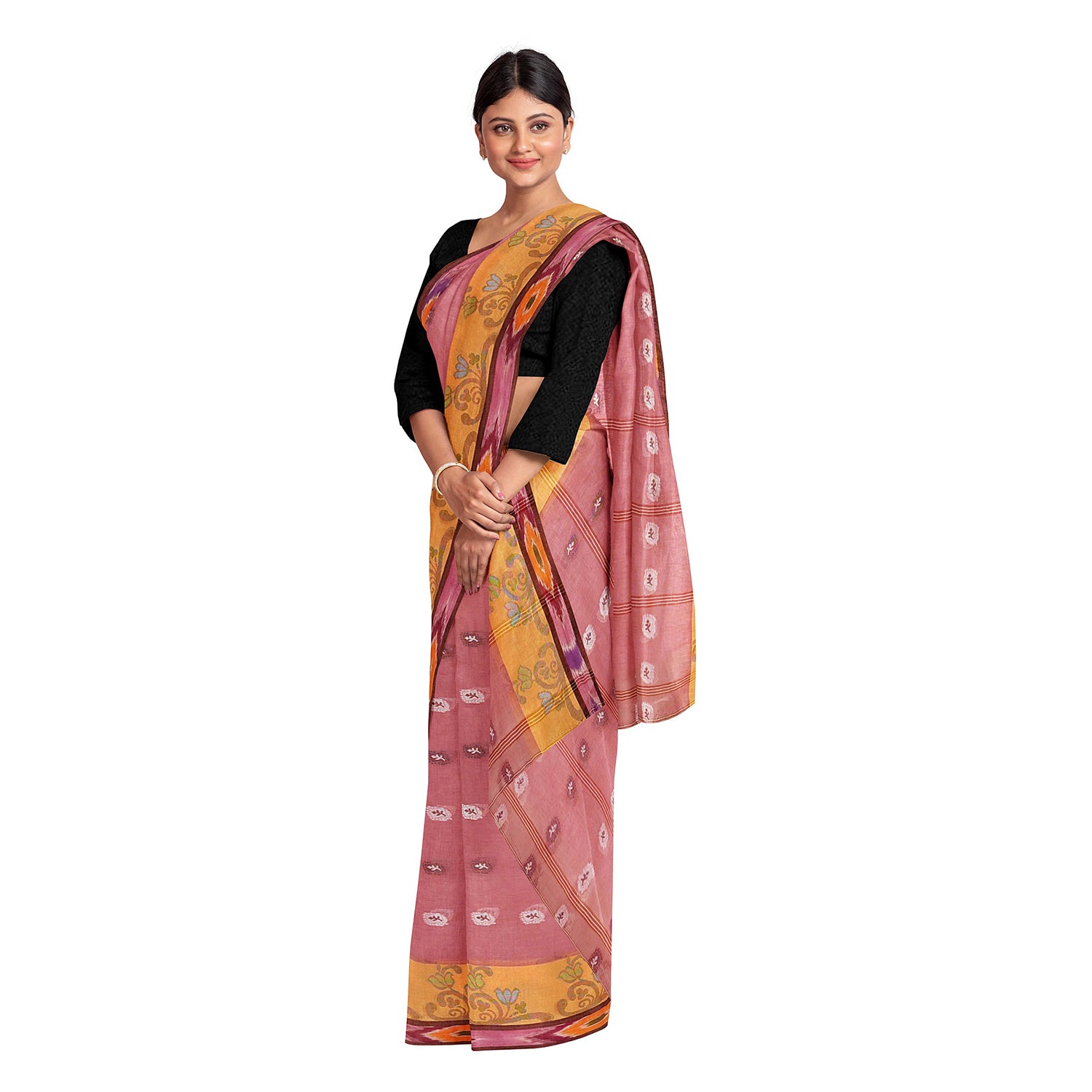 Exclusive Collection 100% Pure Cotton Mauve Tant Saree With Hand Weaving Work - Distacart