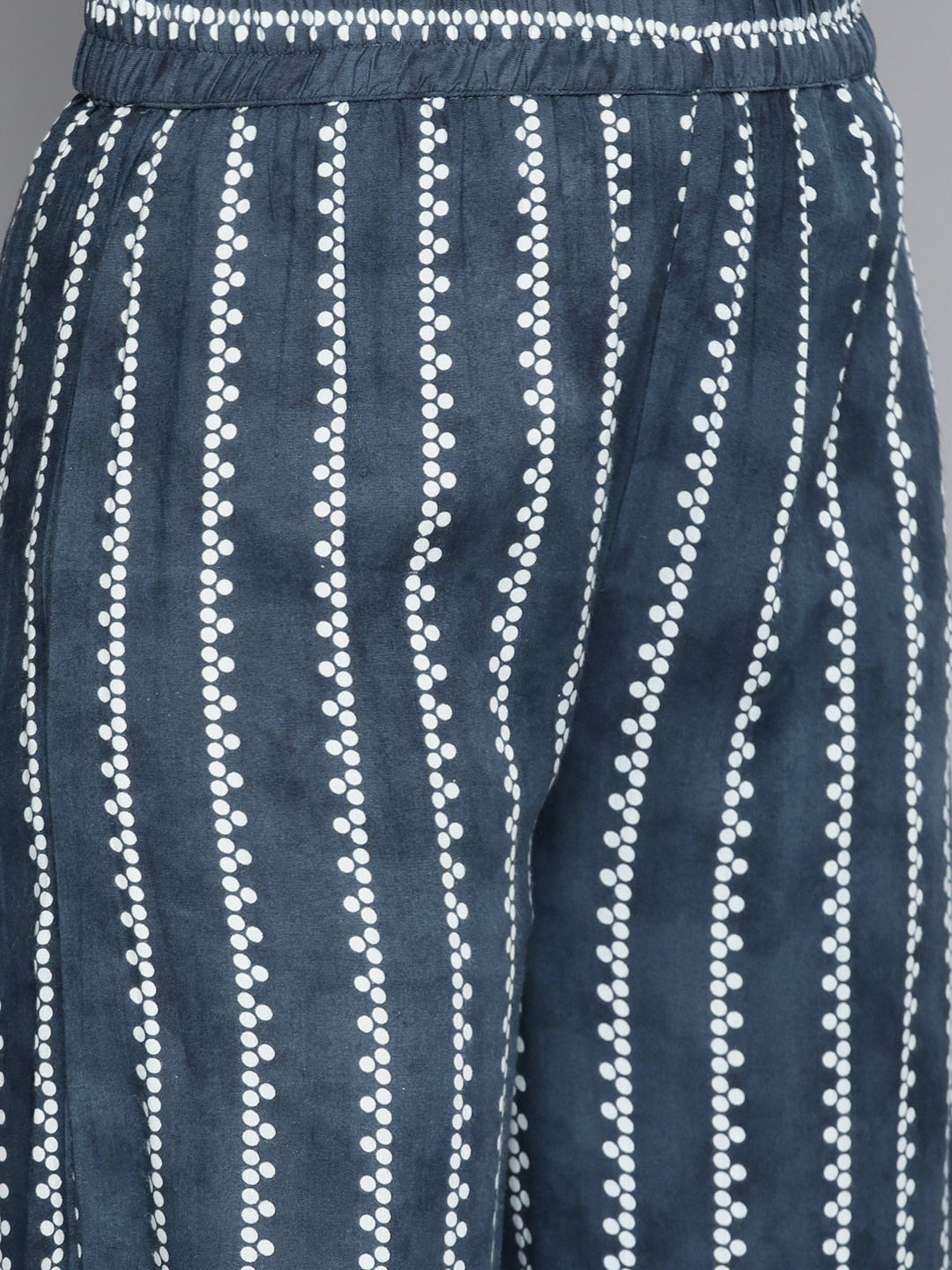 HERE&NOW Women Navy Blue Ethnic Motifs Printed Kurta with Palazzos & With Dupatta - Distacart