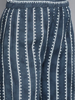 Thumbnail for HERE&NOW Women Navy Blue Ethnic Motifs Printed Kurta with Palazzos & With Dupatta - Distacart