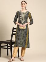 Thumbnail for Sangria Women Blue Bandhani Embroidered Thread Work Kurta - Distacart