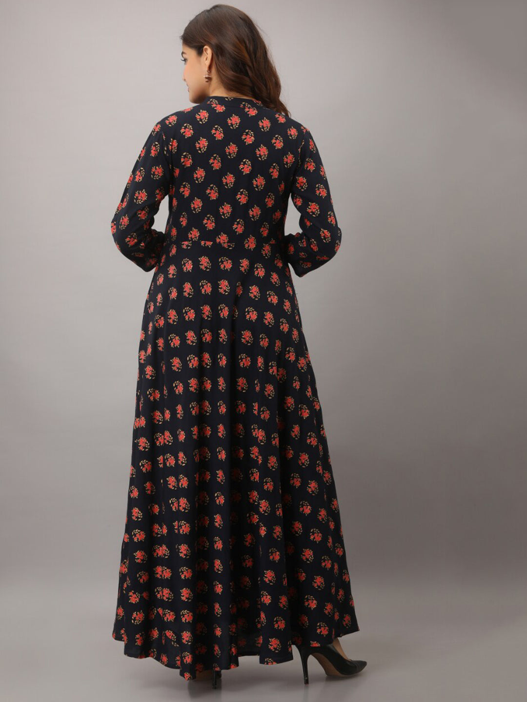 Kalini Women Navy Blue & Red Ethnic Motifs Printed Kurta - Distacart