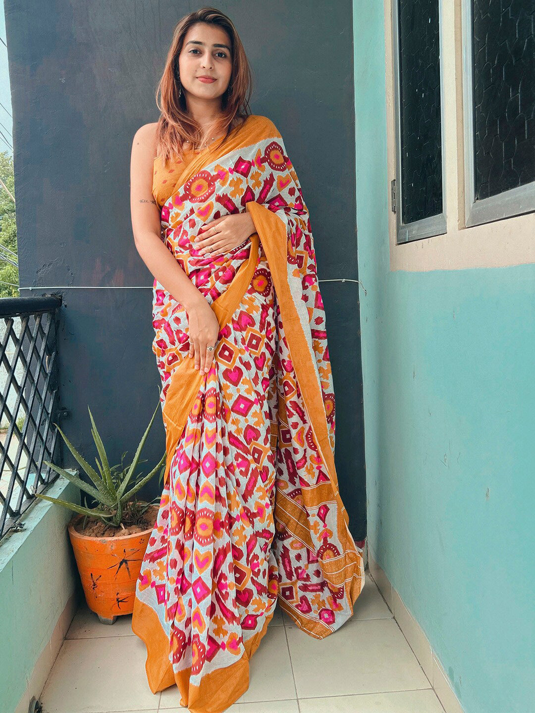 Kalini Ethnic Motifs Printed Pure Cotton Saree - Distacart