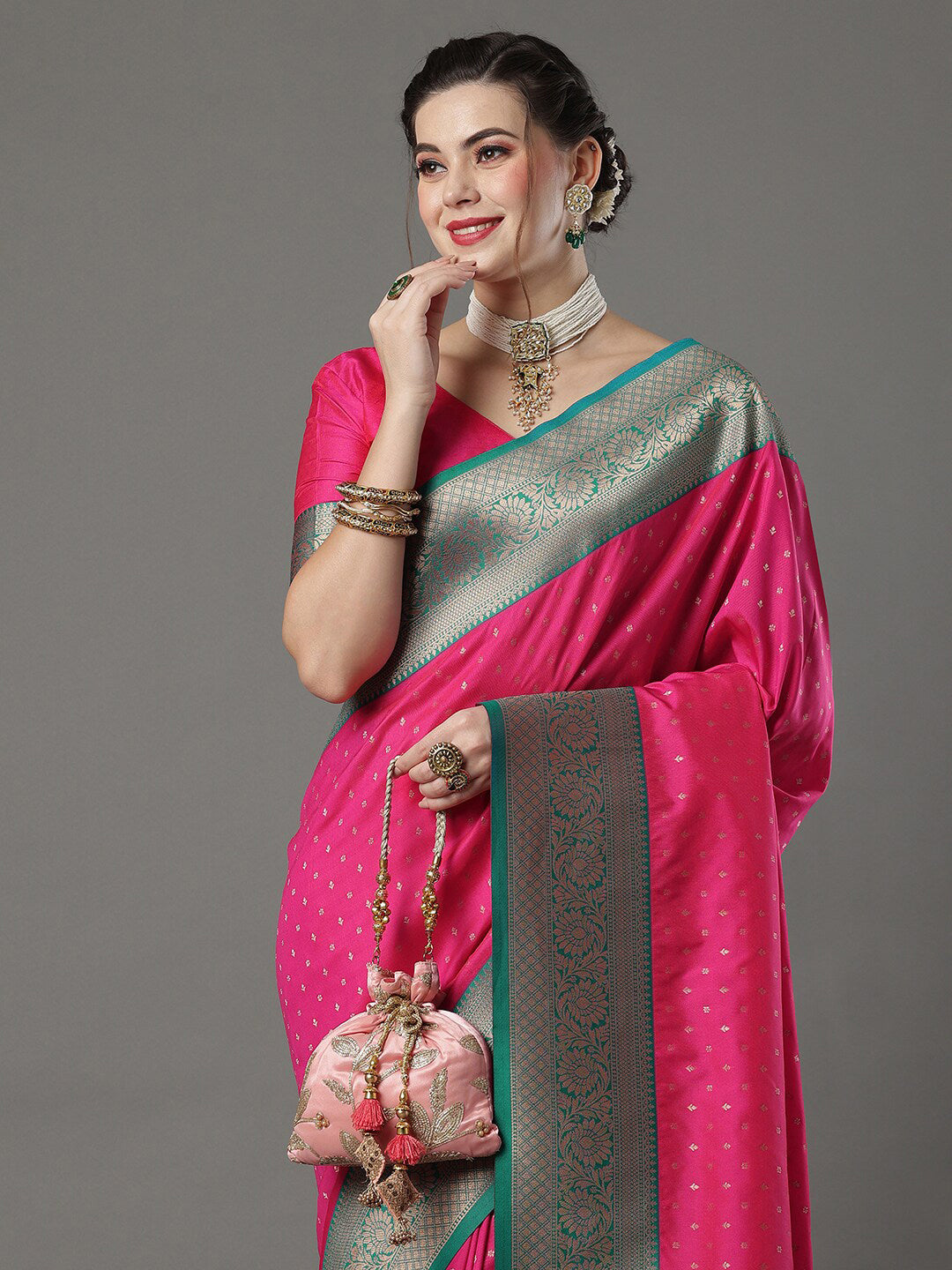 Mitera Floral Woven Design Zari Banarasi Saree - Distacart