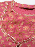 Thumbnail for Sangria Women Pink & Peach-Coloured Floral Printed Floral Anarkali Kurta - Distacart