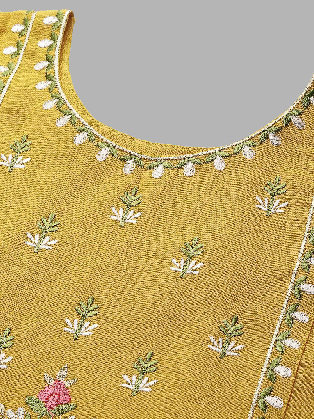 Kalini Women Yellow Floral Embroidered Thread Work Kurta - Distacart