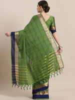 Thumbnail for Saree Mall Green & Blue Checked Saree - Distacart