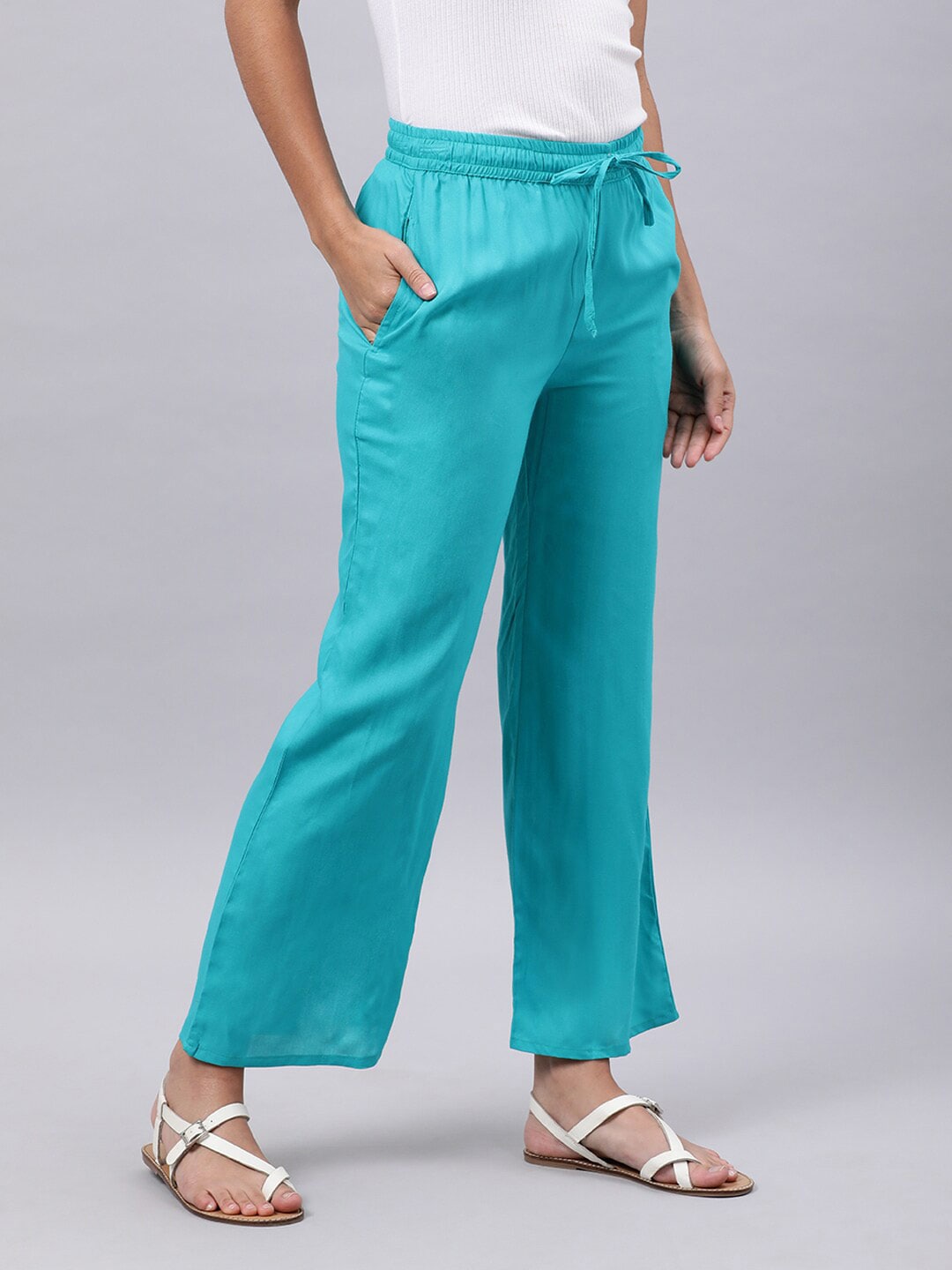 Souchii Blue Liva Palazzos - Distacart