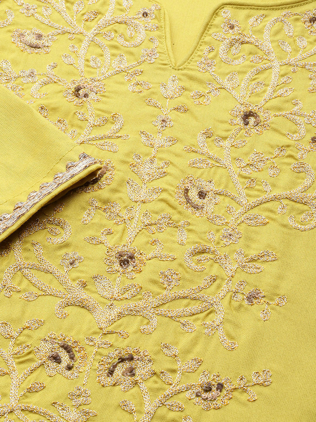 Biba Women Lime Green Embroidered Kurta with Trousers & Dupatta - Distacart