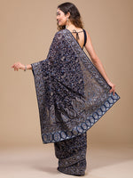 Thumbnail for Koskii Floral Embroidered Sequined Poly Georgette Saree - Distacart