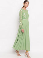 Thumbnail for Janasya Green Printed Anarkali Kurta - Distacart