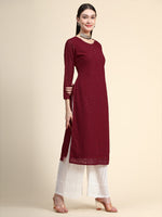 Thumbnail for Kalini Paisley Embroidered Chikankari Georgette Straight Regular Kurta - Distacart